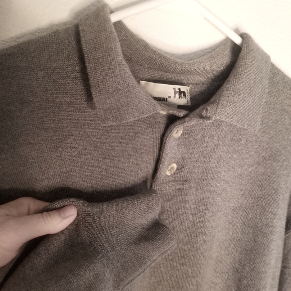 I Levrieri Italian 100% merino wool gray polo sweater XXL - Picture 4 of 9
